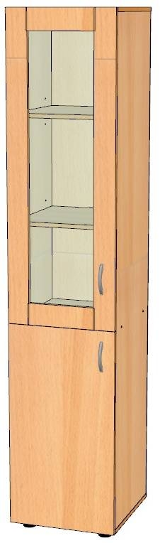 Шкаф узкий со стеклом ЛДСП (цвет-бук)