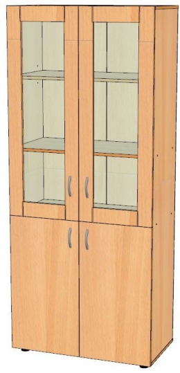 Шкаф широкий со стеклом ЛДСП (цвет-бук)
