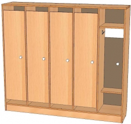 Шкаф для одежды 5-ти секционный на цоколе ЛДСП, дверки прямые