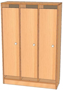 Шкаф для одежды 3-х секционный на цоколе ЛДСП, дверки прямые