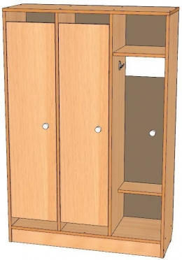 Шкаф для одежды 3-х секционный на цоколе ЛДСП, дверки прямые