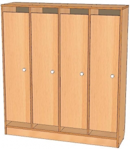 Шкаф для одежды 4-х секционный на цоколе ЛДСП, дверки прямые